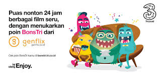 Bonstri adalah program reward yang didapatkan pada beberapa pelanggan tri. 3 Indonesia No Twitter Sekarang Kamu Bisa Nonton Apa Saja Di Genflix Selama 24 Jam Ayo Tukarkan Poin Bonstri Mu Dengan Promo Genflix Info Https T Co Nyzygghadj Https T Co Rghrmsblbr
