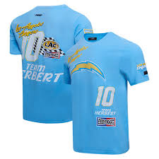 Camiseta Pro Standard Justin Herbert azul claro de Los Angeles Chargers  Fast Lane con nombre y