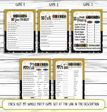 Plan a trivia or game night for children and use these questions about animals, food, geography and outer space planets. 50th Birthday Party Games How Well Do You Know The 50 Year Etsy 50th Birthday Party 50th Birthday Party Games Birthday Party Games