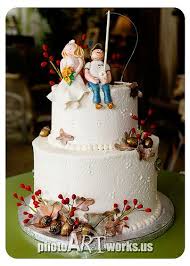 Fall Fishing Couple Wedding Cake Wedding Cake Toppers Colorful Wedding Cakes Fall Wedding Cakes