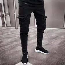 Denim Black Jeans Slim Striped Jeans Hip Hop Skinny Pencil Pants Black Jeans Men Skinny Jeans Men Slim Fit Cargo Pants