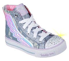 Give Her Pretty Style Some Wings With The Skechers Twinkle Toes Shuffles Flutter Up Shoe Soft Denim Girls Skechers Girls Shoes Kids Womens Knee High Boots