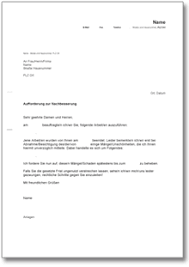 We did not find results for: Aufforderung Zur Nachbesserung Einer Dienstleistung Ch Musterbrief Download
