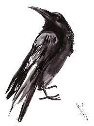 Black And White Raven Drawing Raven Original Watercolor Painting Raven Artwork Black And White By Originalonly On Etsy Original Watercolor Painting Watercolor Bird Raven Artwork