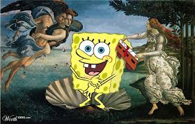 The Birth Of Venus Spongebob Squarepants Arte Engracada Obra De Arte Famosa Pinturas Classicas