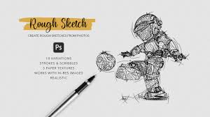 Download Rough Sketch Photoshop Action In Actions Presets On Yellow Images Creative Store PSD Mockup Templates