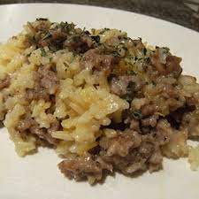 Sausage Rice Casserole Recipe With Pork Onions Celery Long Grain White Rice Cream Of Chicken Sausage Rice Ground Sausage Recipes Sausage Recipes For Dinner