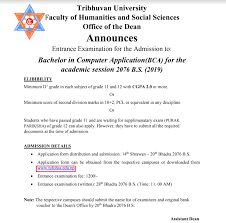 Bca Entrance Notice Of Academic Session 2076