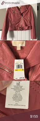 Dusty Rose Leather Michael Kors Moto Jacket Dusty Rose Leather Michael Kors Moto Jacket Brand New With Tag Michael Kors Jackets Red Leather Jacket Moto Jacket