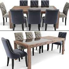 Buy your new dining room set from rc willey, your dining room furniture store. 3d Model Preston Tufted Dining Table Chair Set Cgtrader