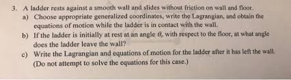 As water comes down the slide wall during a rain, it bumps over the lower edge strip then onto the darco. Solved 3 A Ladder Rests Against A Smooth Wall And Slides Chegg Com