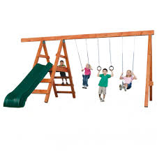 Backyard slide backyard playset backyard for kids backyard projects diy slides backyard creations tree house plans kids outdoor play backyard playground. Swing N Slide Diy Pioneer Deluxe Swing Set Hardware Wood Not Included Reviews Wayfair