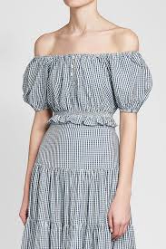 gingham bardot cropped top