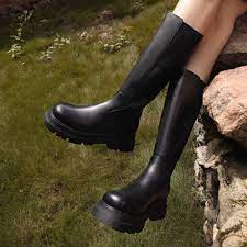 Ash Eden | Calf Rise Leather Boots in Black | Official UK Site