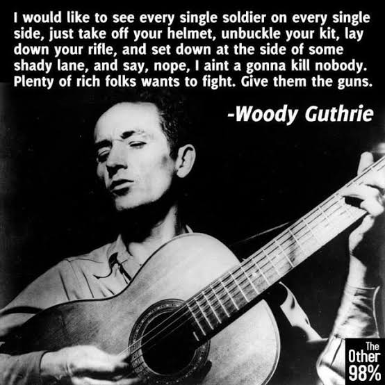 I would like to see every single soldier on every single side, just take  off your helmet, unbuckle your kit, lay down your rifle, and set down at  the side of some