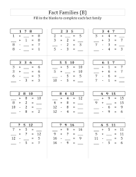 Fact Family Worksheets For First Grade Fact Family Worksheet Math Fact Worksheets Family Worksheet