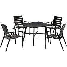 Hanover Cortino 5 Piece Commercial Grade Patio Dining Set With 4 Aluminum Slat Back Dining Chairs An Patio Dining Set Outdoor Dining Set Patio Dining