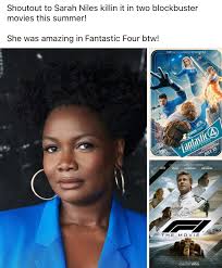 Shoutout to Sarah Niles killin it in two blockbuster movies this summer!  She was amazing in Fantastic Four btw! #sarahniles  #thefantasticfourfirststeps #f1themovie