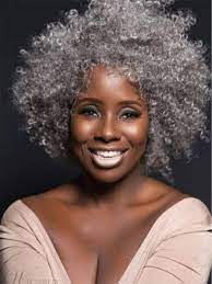 Natural Grey Culry Synethci Hair Wig For Old Black Women Curly Hair Styles Naturally Curly Hair Styles Beautiful Gray Hair