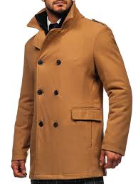 This season layer up in a timeless and truly stylish fashion with this camel soft melton double breasted overcoat. Men S Double Breasted Winter Coat With Detachable Stand Up Collar Camel Bolf 8805 Camel