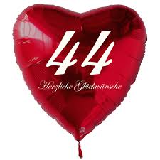 Grosser Herzluftballon Zum 44 Geburtstag 61 Cm Ohne Helium