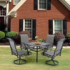 Maybe you would like to learn more about one of these? Mf Studio 5 Pieces Patio Dining Sets 4pcs Swivel Metal Dining Chairs 1pc Square Dining Table Modern Outdoor Furniture Suitable For Backyard Garden Black On Walmart Accuweather Shop