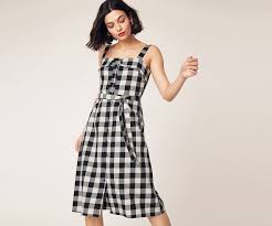 Oasis Gingham Midi Dress Black And White Midi Dress Dresses For Work Fashion