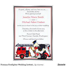 Fireman Firefighter Wedding Invitation Zazzle Com In 2021 Firefighter Wedding Fireman Wedding Wedding Invitations