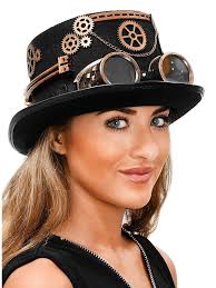 COSDREAMER Unisex Gothic Steampunk Top Hats with Goggle Halloween Hat