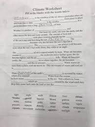 Use target reading skills the first column in the chart lists key terms in this section. Solved Climate Worksheet Fill In The Blanks With The Word Chegg Com