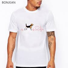 Funny Ekg Beagle Love Design T Shirt Men Summer Fashion Tee Shirt Homme Novelty Beagle Dog Print Tshirt Hipster Cool Casual Tops