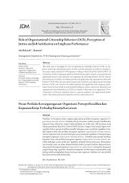 Syarat masuk pt ast semarang. Pdf Role Of Organizational Citizenship Behavior Ocb Perception Of Justice And Job Satisfaction On Employee Performance