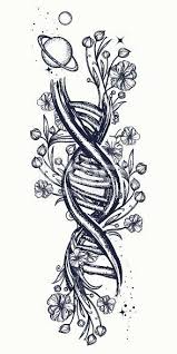 Dna Chain And Art Nouveau Flowers Tattoo Symbol Of Art Science Knowledge Med Art Nouveau Flowers Surreal Tattoo Nouveau Tattoo