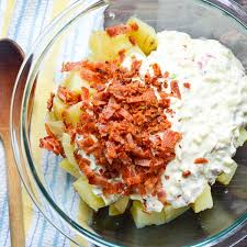 Place eggs in small sauce pan, cover with cold water, cover pan and place over high heat until just before boiling. Bacon And Egg Potato Salad Garlic Zest