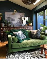 Lucious Green Velvet Sofa Eclectic Living Room Eclectic Home House Interior