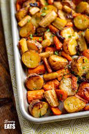 Rosemary Roasted Potatoes Parsnips Carrots And Onion Slimming Eats Parsnip Recipes Rosemary Roasted Potatoes Recipes