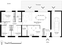 Plan Maison Plain Pied Rectangulaire En 2020 Plan De Maison Rectangulaire Plan Maison 120m2 Plan Maison Plain Pied