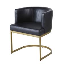 Fauteuil aviateur montgomery cuir noir vintage et aluminium riveté. Fauteuil En Cuir Noir Pieds En Metal Coloris Laiton Requiem Maisons Du Monde