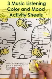 3 Music Listening Color And Mood Activity Sheets Mood Activity Teaching Music Music Activities