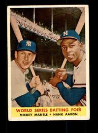 1958 Topps #418 World Series Batting Foes Mickey Mantle Hank Aaron VG-EX