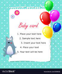 Baby Happy Birthday Card Blue Royalty Free Vector Image
