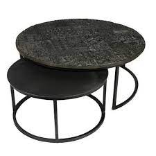 Deco round coffee table black sand outdoor furniture teak warehouse. 42 W Nesting Coffee Tables Round Black Iron Etched Top Modern Contemporary Ebay