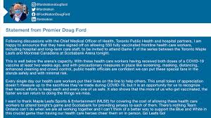 I new pandemic coping method where i fantasize about punching doug ford in the face repeatedly for. Doug Ford On Twitter I Can T Think Of A Better Way To Support The Mapleleafs In This Crucial Game Than Having Our Health Care Heroes Cheer Them On In Person Go Leafs