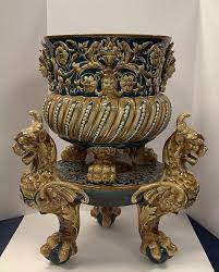 Sold Price Antique European Majolica Figural Jardinerie W Stand September 4 0116 7 00 Pm Edt Majolica Majolica Pottery Antique Vase