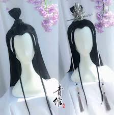 I would love to see a hairstylist doing those hairstyles. Mens Wigs Chinese Tradition Hanfu Wig Headgear Men Fantasia Male Cosplay Prop Ancient Chinese Hairstyle Black Long Wigs For Men Aliexpress