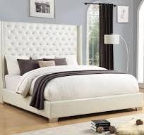 6ft Diamond White Leather Bed Frame