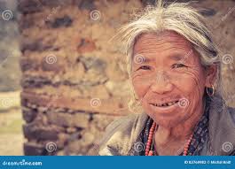 Portrait Old Grey Haired Woman Asia Stock Photos