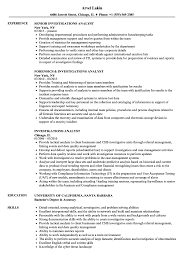 investigations analyst resume samples