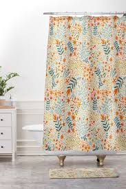 Cori Dantini Garden Of Delights Shower Curtain And Mat Deny Designs Colorful Shower Curtain Bohemian Shower Curtain Modern Bathroom Decor