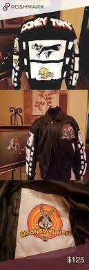 Vintage 1996 Looney Tunes Leather Jacket Clothes Design Leather Jacket Fashion